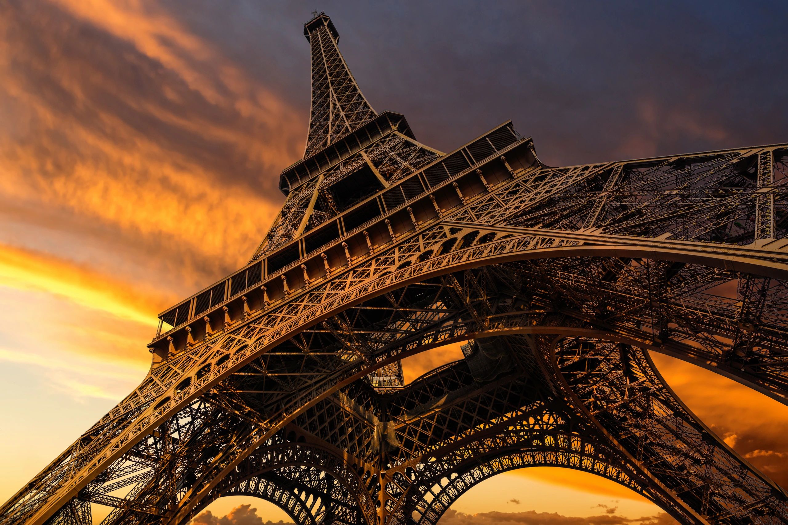 Eiffel Tower at sunset in Paris
